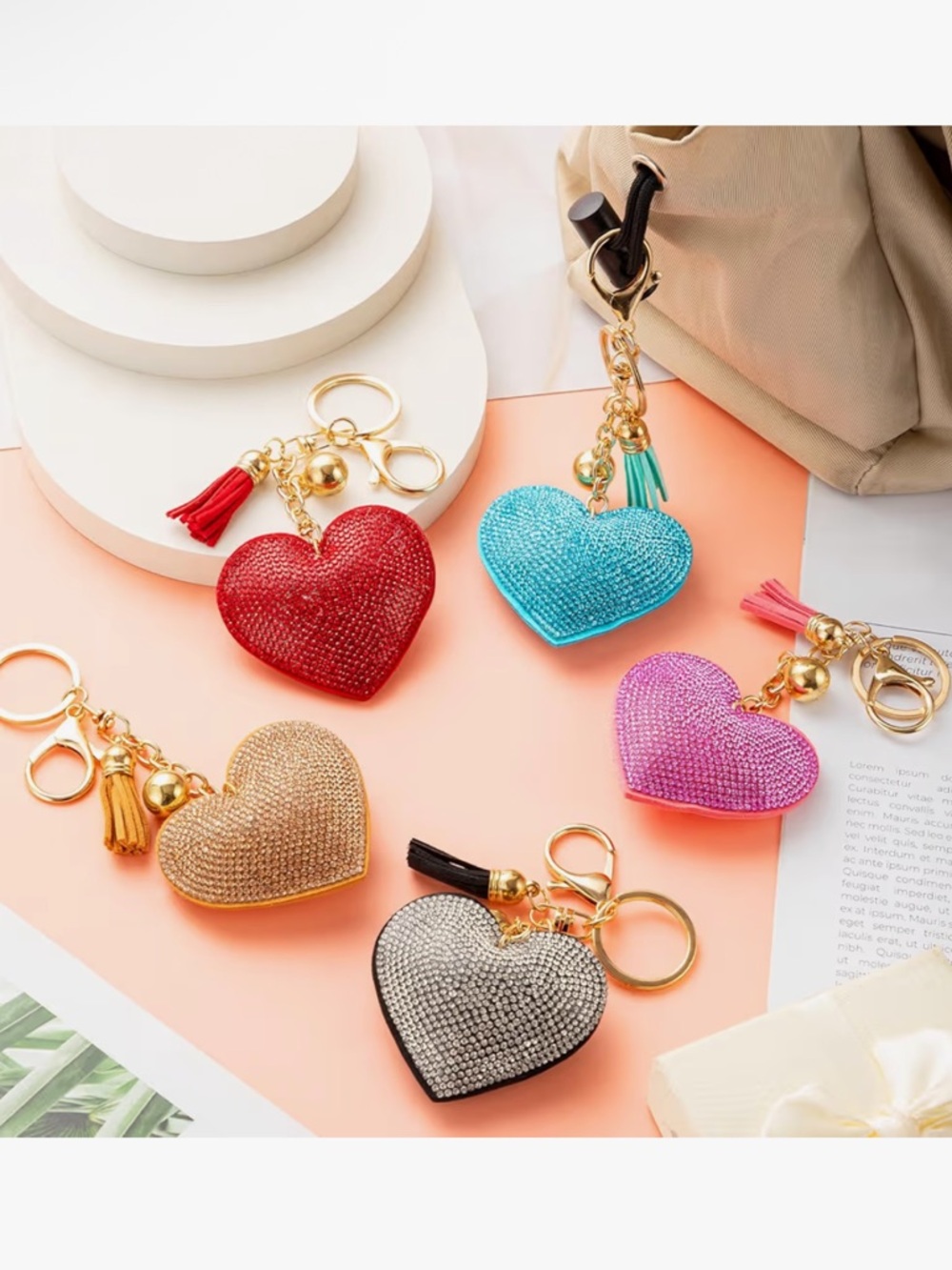 Heart Crystal Keychain Bag Charm/Keychain - Pick your Color!